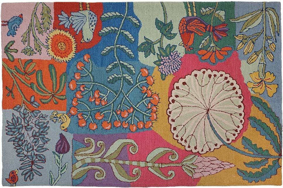 Vibrant Bloomer Wild 3x5 Abstract Wool Rug: Vibrant Bloomer Wild 3x5 Abstract Wool Rug Introducing the Vibrant Bloomer Wild Rug, a stunning addition to your home decor that combines functionality with whimsical style. This hand-hooked rug featu