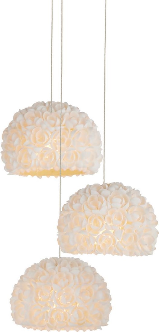 Currey Virtu 3-Light Pendant Light Clamrose Shell Finish: Currey Virtu 3-Light Pendant Light Clamrose Shell Finish Illuminate your space with the Elegant Virtu Pendant Light, designed to enhance any room with its stunning shell finish. This exquisite multi-d