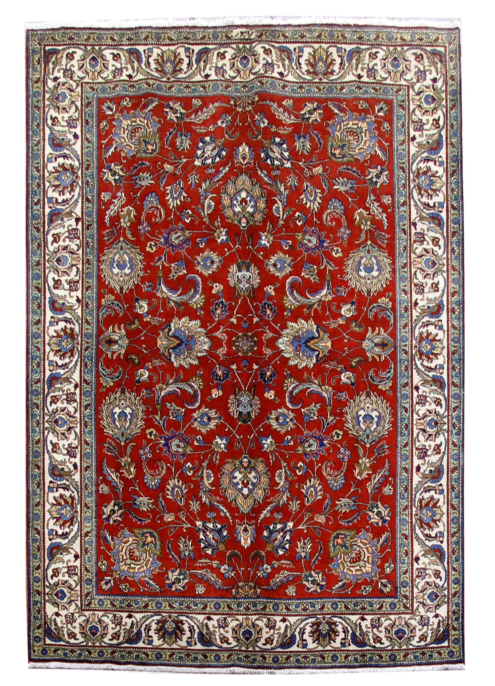 Handwoven 7.6x11.3 Red Persian Tabriz Area Rug Elegant Design: Handwoven 7.6x11.3 Red Persian Tabriz Area Rug Elegant Design Free continental US Shipping Transform your living space with the exquisite 7.6 x 11.3 Red Persian Tabriz Rug, handcrafted by skilled Pers