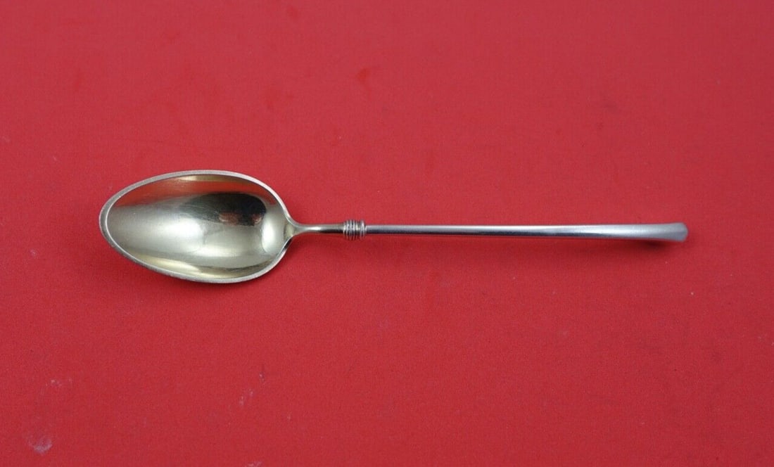 Gorham Angelo Sterling Silver Coffee Spoon Goldwashed 5.25": Gorham Angelo Sterling Silver Coffee Spoon Goldwashed 5.25" This exquisite coffee spoon from the 'Angelo' pattern by Gorham features a beautiful goldwashed finish, highlighting its elegant design. Mad