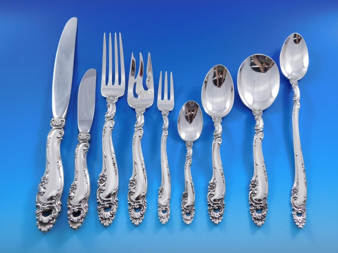 Gorham Decor Sterling Silver Flatware Service for 12 - 121 Pieces: Gorham Decor Sterling Silver Flatware Service for 12 - 121 Pieces Elevate your dining experience with this exquisite Decor by Gorham Sterling Silver Flatware Set, perfect for entertaining guests. This