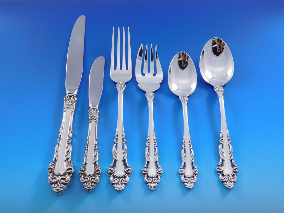 Reed & Barton Grande Renaissance Sterling Silver Flatware Set 79 pcs Service for 12: Reed & Barton Grande Renaissance Sterling Silver Flatware Set 79 pcs Service for 12 Discover the exquisite Grande Renaissance Sterling Silver Flatware Set by Reed & Barton, featuring a total of 79 pie