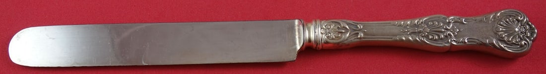 Gorham Kings II Sterling Silver Dinner Knife Blunt Blade 9.5in: Gorham Kings II Sterling Silver Dinner Knife Blunt Blade 9.5in This exquisite dinner knife features the classic Kings II pattern by Gorham, crafted from fine sterling silver. With a blunt silverplate
