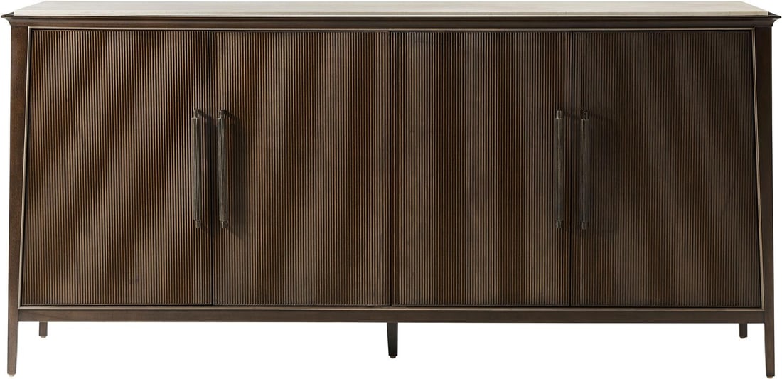 Theodore Alexander Lido Buffet Aluminum Marble Wood 71.5": Theodore Alexander Lido Buffet Aluminum Marble Wood 71.5" Introducing the Contemporary Bistre Aluminum Marble Wood Buffet by Theodore Alexander, a stunning addition to your dining area. This elegant b
