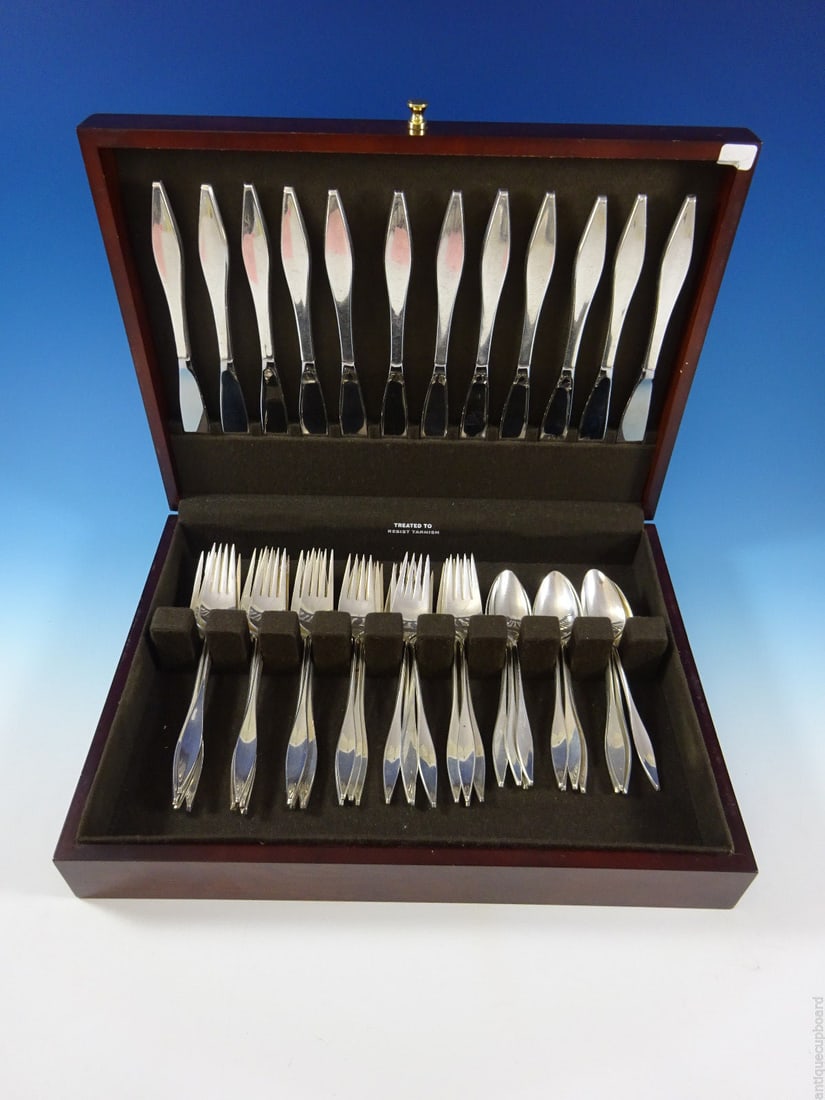 Reed & Barton Sterling Silver Lark Flatware Set 48 Pcs Mid-Century Modern (1 of 6)