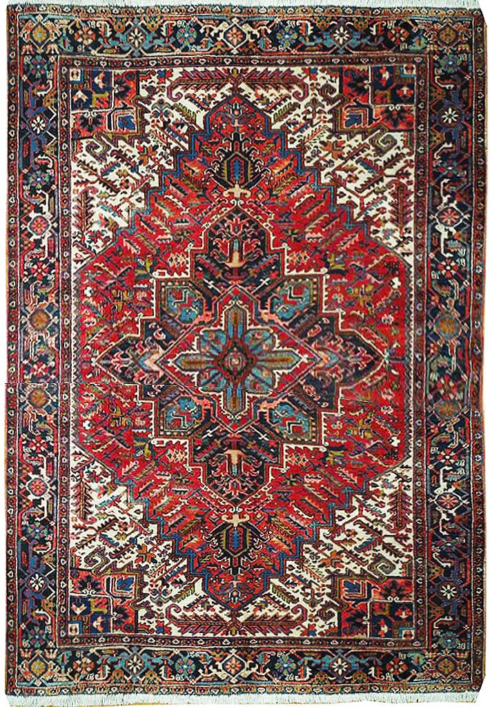 Handcrafted 8'4 x 9'11 Red Semi Antique Persian Heriz Rug: Handcrafted 8'4 x 9'11 Red Semi Antique Persian Heriz Rug Free continental US Shipping This stunning Semi Antique Persian Heriz Rug showcases traditional Persian designs expertly handcrafted by skille