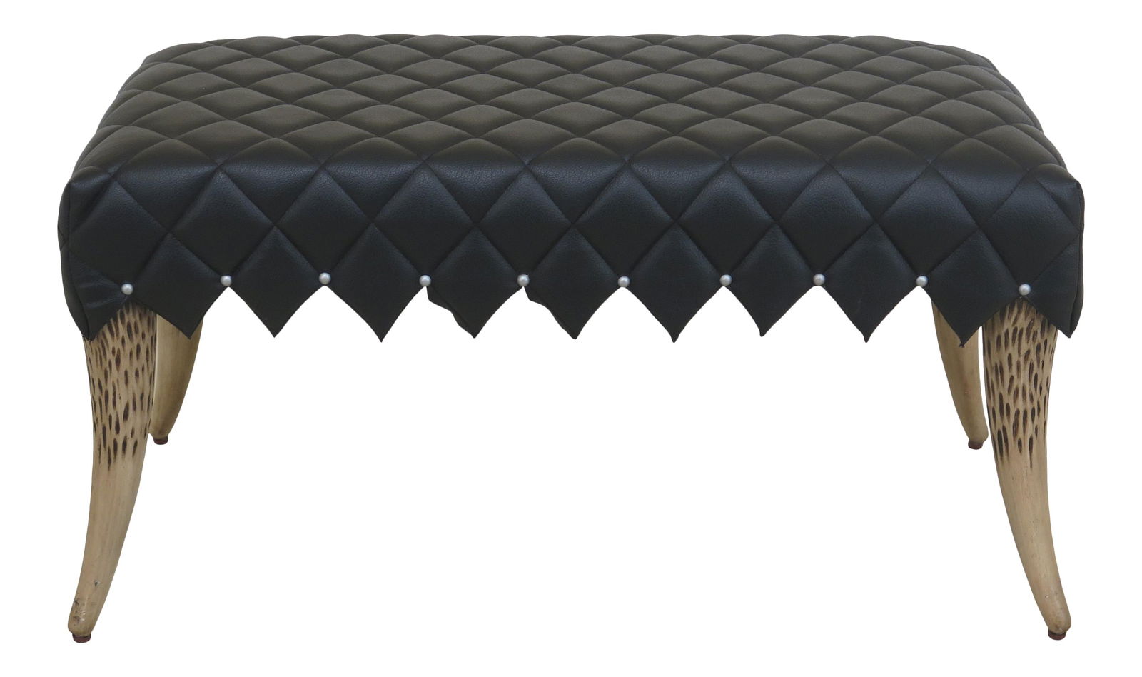 Modern Black Leather Bench with Faux Tusk Legs 37x19x20: Modern Black Leather Bench with Faux Tusk Legs 37x19x20 This stylish modern design bench features elegant faux tusk legs and is perfect for enhancing any living space. With a classic black leather uph