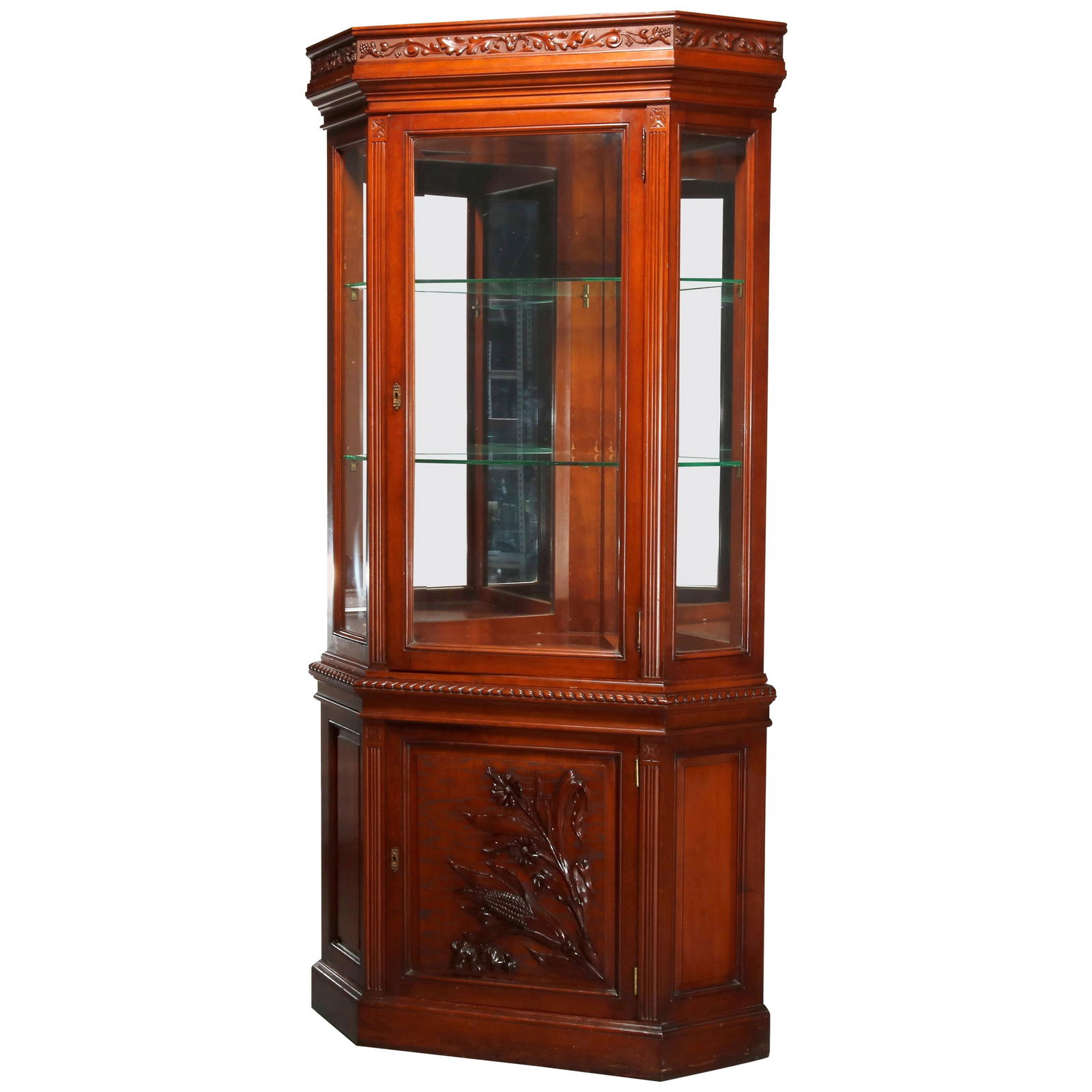 Antique Aesthetic Movement Cherry Corner Cabinet c1890 with Beveled Glass (1 of 17)