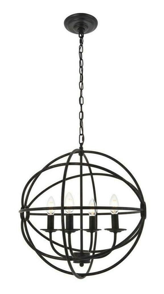 Living District Octavia 4-Light Dark Brown Pendant Chandelier: Living District Octavia 4-Light Dark Brown Pendant Chandelier Illuminate your space with this stunning Dark Brown Globe Chandelier, perfect for enhancing the ambiance of any room. This stylish pendant