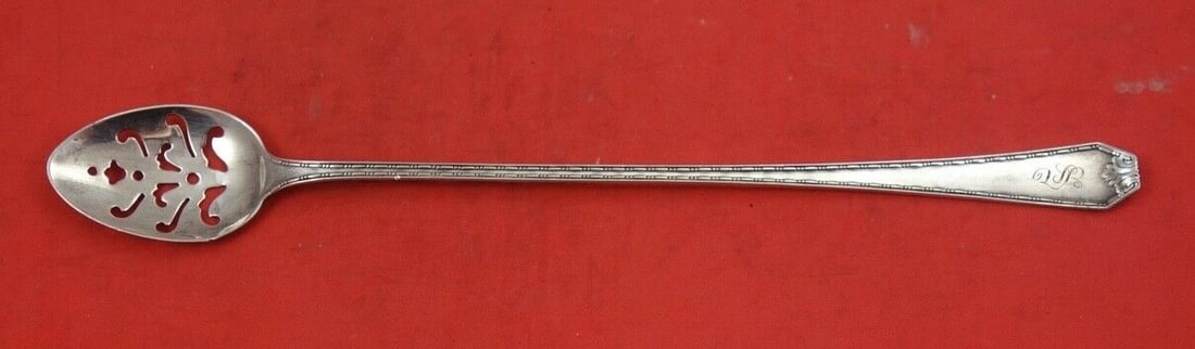 Whiting Sterling Silver Madam Morris Olive Spoon 8 5/8 Long: Whiting Sterling Silver Madam Morris Olive Spoon 8 5/8 Long Discover the elegance of the Madam Morris Olive Spoon by Whiting, crafted from high-quality sterling silver. This original pierced spoon mea