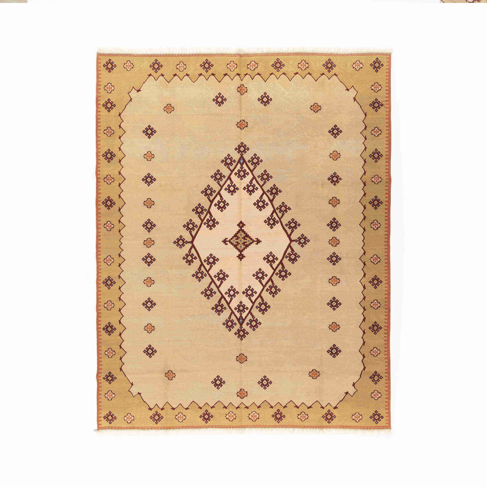 Authentic Denizli Handmade Wool Kilim 99.6 x 131.1 Inches (1 of 8)