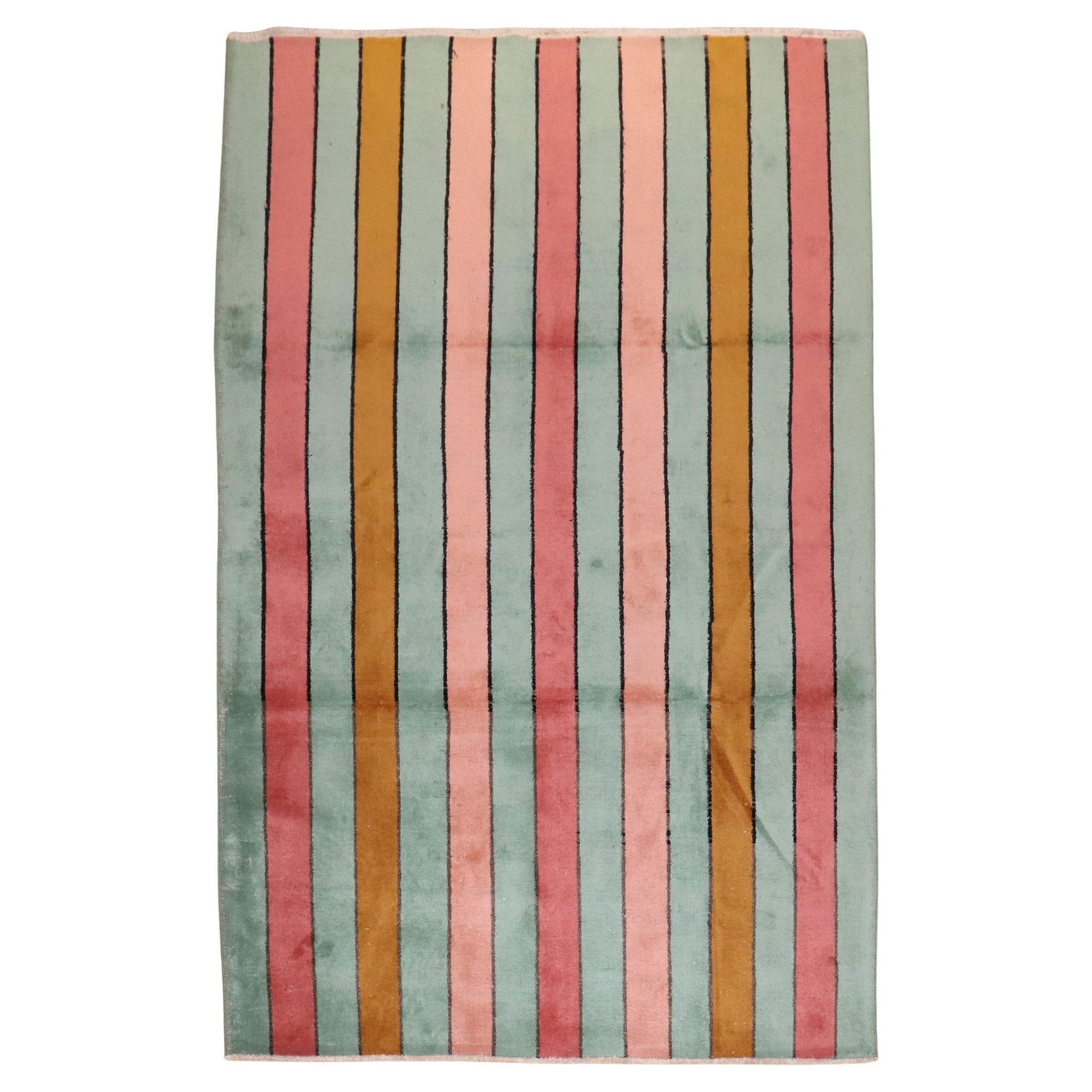 Zabihi Collection Mid-Century Modern Turkish Deco Rug 5'1 x 8'4 Wool Hand-Knotted: Zabihi Collection Mid-Century Modern Turkish Deco Rug 5'1 x 8'4 Wool Hand-Knotted Enhance your space with this unique Zabihi Collection Turkish Deco Rug, a vibrant piece reflecting the Mid-Century Mod