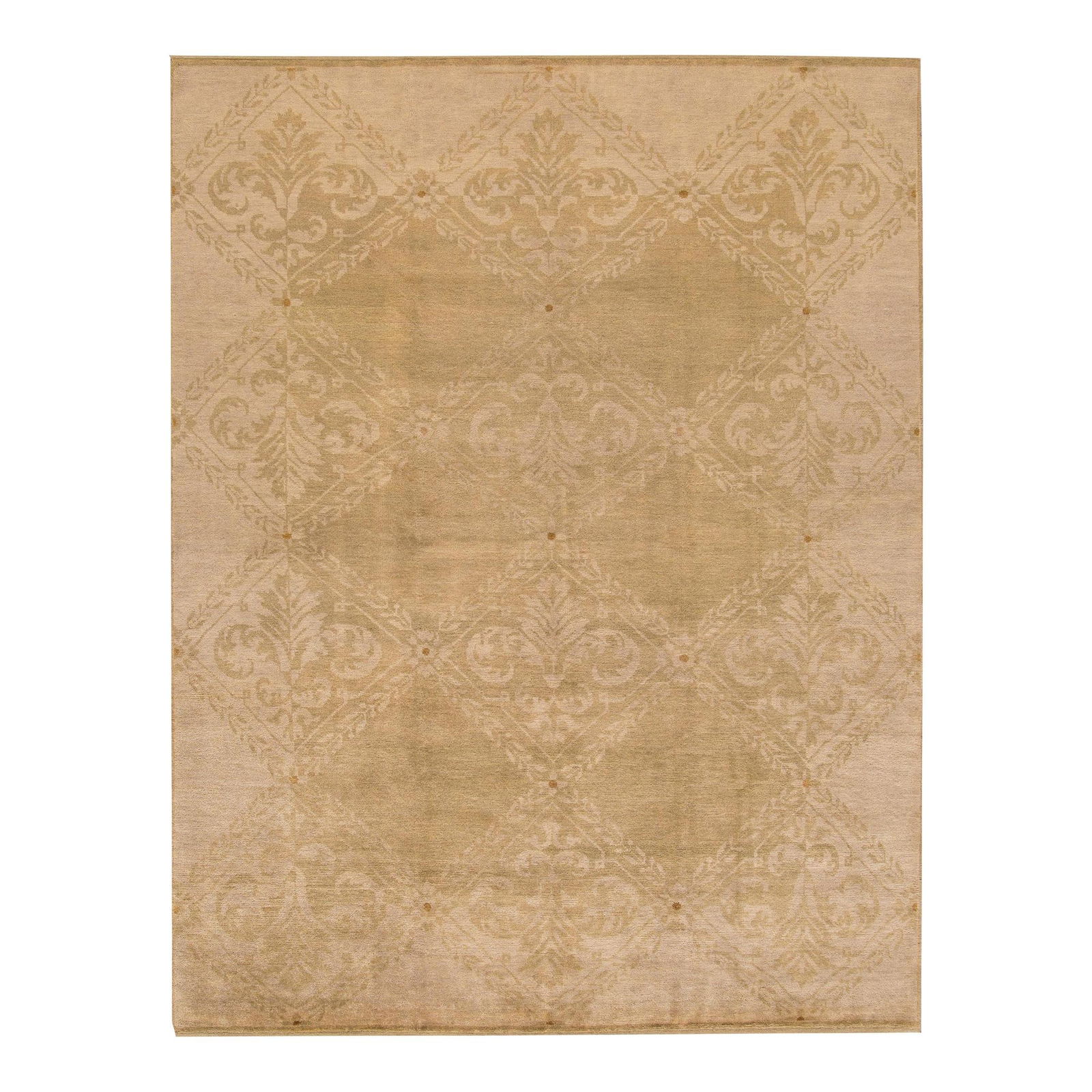 Handmade Beige Geometric Wool Rug Modern Spanish Style 7'10 x 10: Handmade Beige Geometric Wool Rug Modern Spanish Style 7'10 x 10 Enhance your living space with this exquisite Modern Spanish Style handmade wool rug. Featuring a beautiful beige field and ivory accen