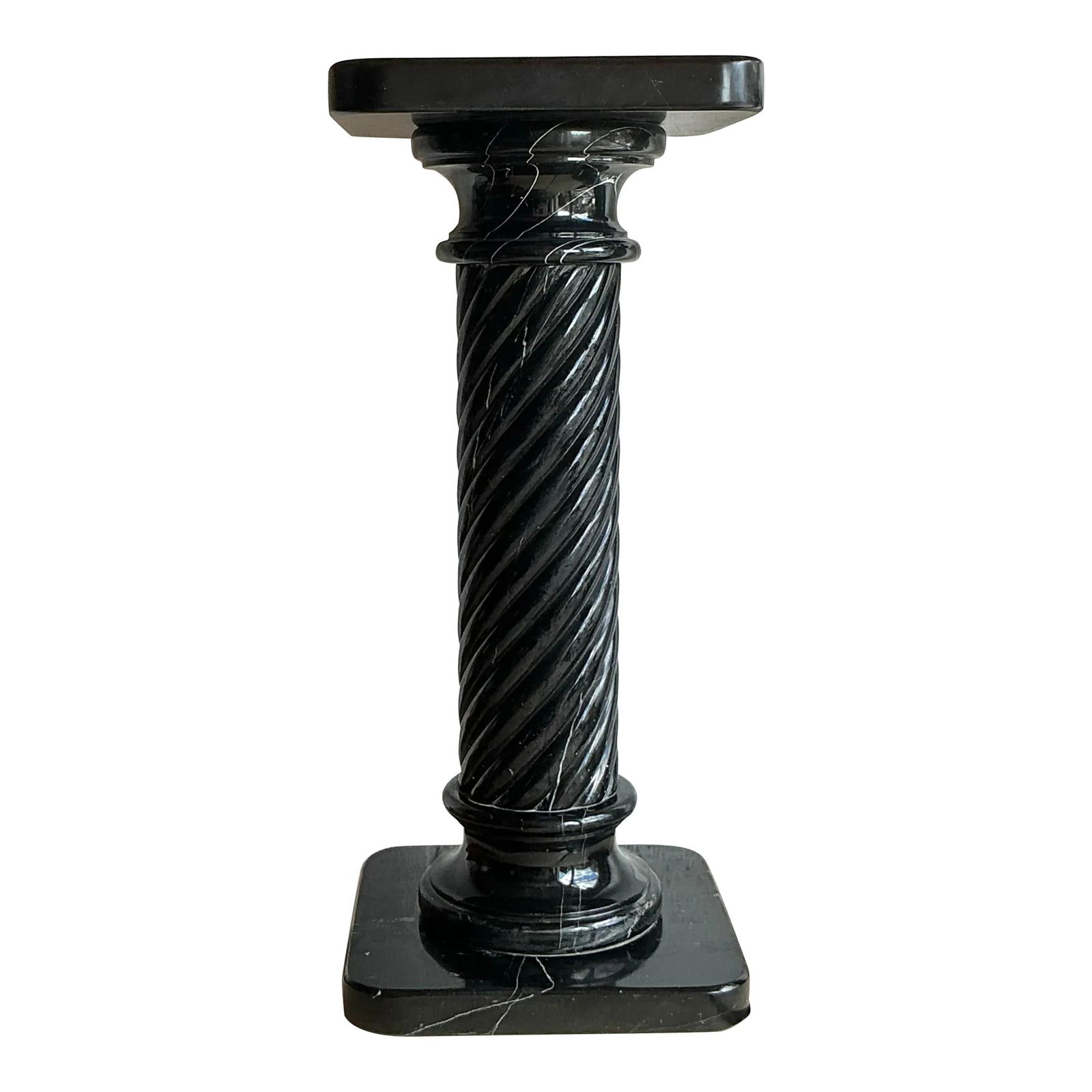 Vintage Italian Black Marble Pedestal with Intricate Carvings (1 of 5)