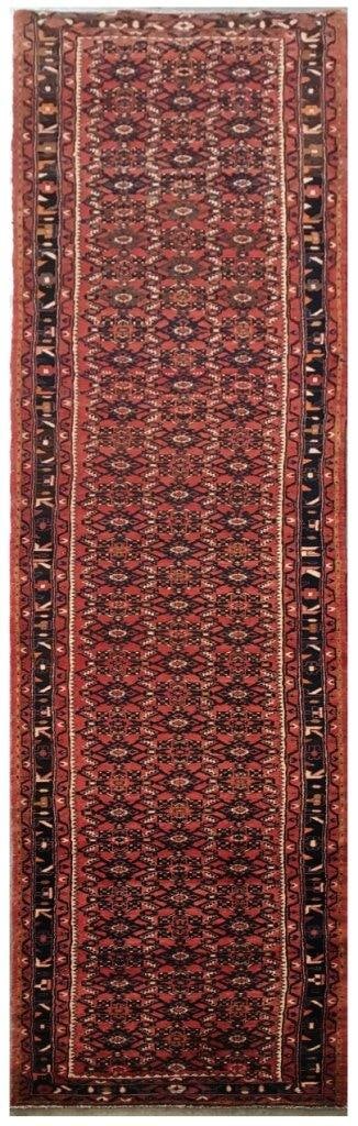 Handcrafted 2'11 x 17'7 Fire Orange Persian Hamadan Runner Rug: Handcrafted 2'11 x 17'7 Fire Orange Persian Hamadan Runner Rug Free continental US Shipping Enhance your space with the stunning 2.11 x 17.7 Persian Hamadan Long Runner Rug, handcrafted by skilled Per