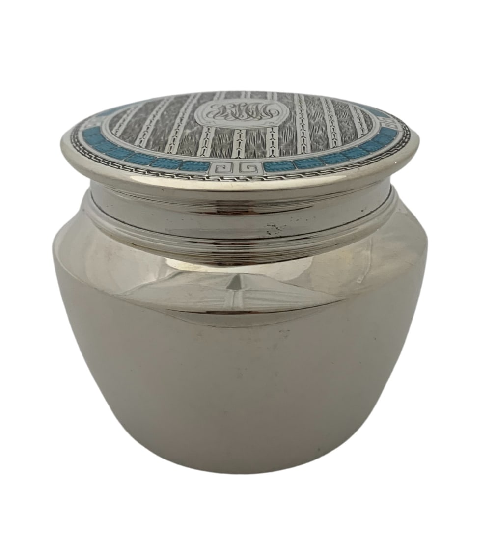 Antique 925 Sterling Silver Blue Enamel Spice Box Besumim Holder (1 of 4)