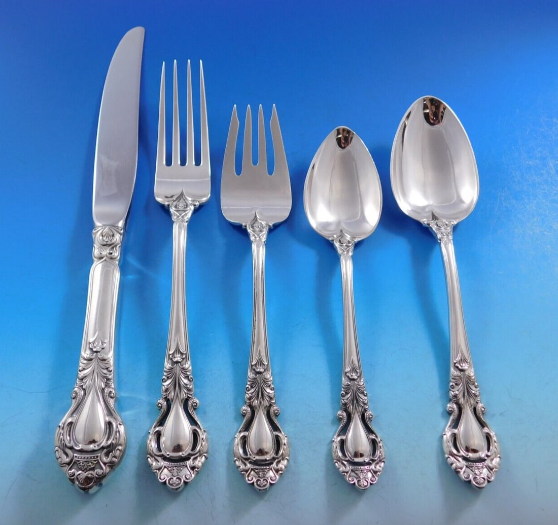 Stieff Royal Dynasty Sterling Silver Flatware Set 60 Pieces for 12: Stieff Royal Dynasty Sterling Silver Flatware Set 60 Pieces for 12 Experience the elegance of the Royal Dynasty pattern by Stieff with this exquisite sterling silver flatware set, designed for service