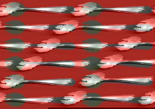 Westmorland Lady Hilton Sterling Silver Ice Cream Forks Set of 12 Custom 6": Westmorland Lady Hilton Sterling Silver Ice Cream Forks Set of 12 Custom 6" This exquisite set of 12 ice cream forks showcases the elegant Lady Hilton pattern by Westmorland. Crafted from high-quality