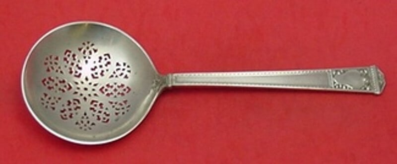 Tiffany & Co San Lorenzo 9 Inch Sterling Silver Serving Spoon with Flower Design: Tiffany & Co San Lorenzo 9 Inch Sterling Silver Serving Spoon with Flower Design This exquisite San Lorenzo serving spoon by Tiffany & Co. is crafted from high-quality sterling silver. Measuring 9 inc