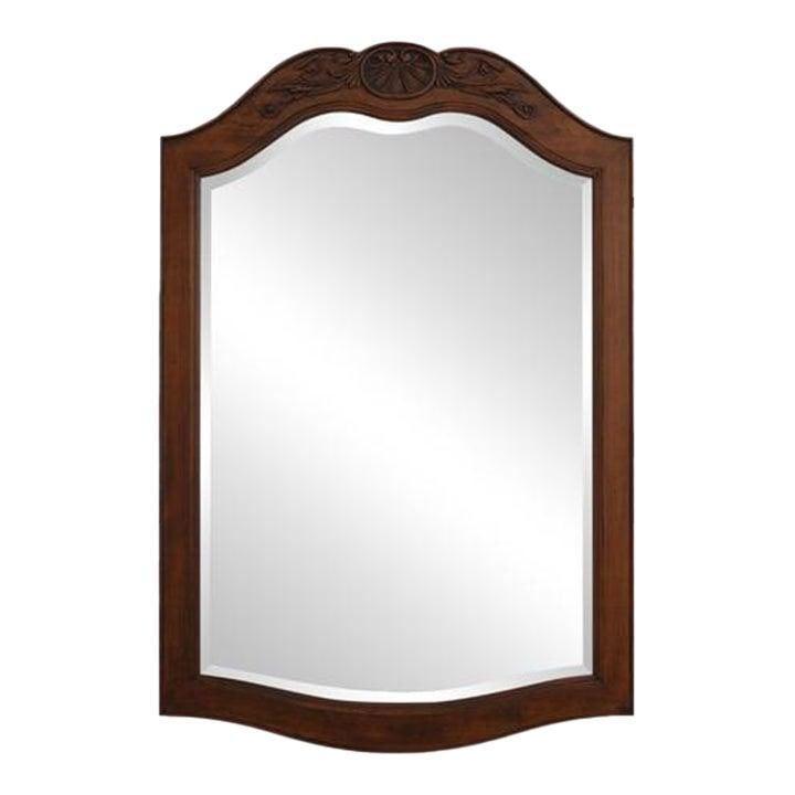 Ethan Allen Country French Beveled Glass Mirror 32x48 Walnut Finish: Ethan Allen Country French Beveled Glass Mirror 32x48 Walnut Finish This stunning Country French beveled glass mirror showcases exquisite craftsmanship and timeless design. With a beautiful carved top
