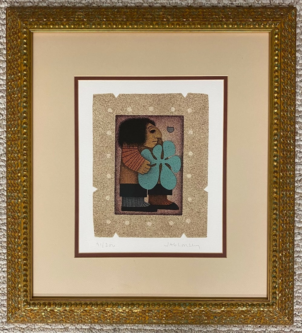 Carol Jablonsky Signed Limited Edition Lithograph Clover Custom Framed 19x21: Carol Jablonsky Signed Limited Edition Lithograph Clover Custom Framed 19x21 This beautifully crafted lithograph titled 'Clover' by artist Carol Jablonsky features a striking portrait orientation. Sig