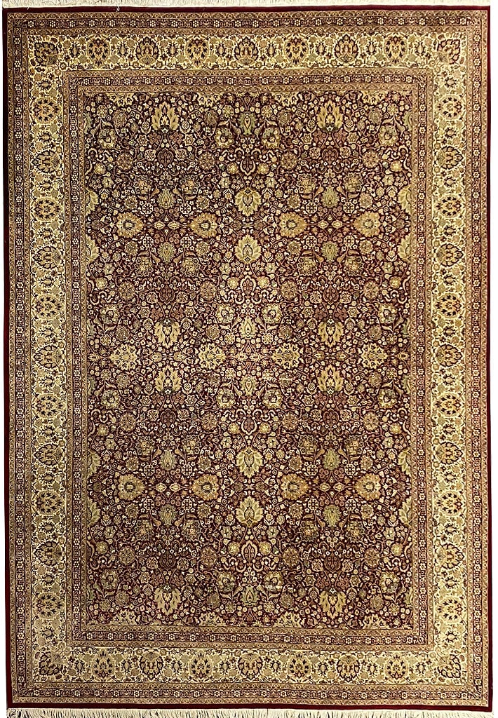 Luxurious 10' x 14' Handmade Wool and Silk Rug Tabriz Design: Luxurious 10' x 14' Handmade Wool and Silk Rug Tabriz Design Free continental US Shipping Elevate your living space with this exquisite 10' x 14' Quality Handmade Wool and Silk Rug. Meticulously craft