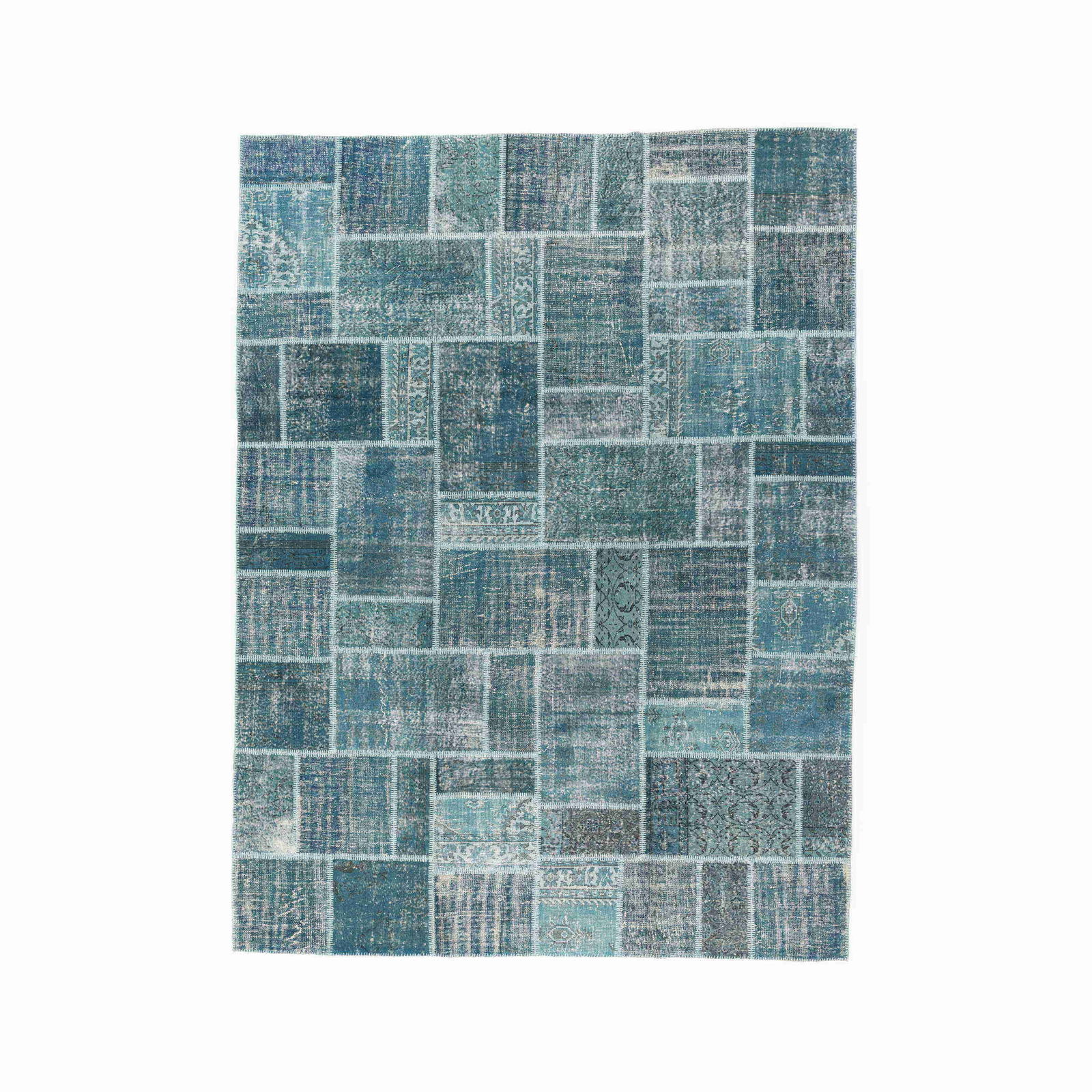 Authentic Handmade Patchwork Wool Carpet 116.5x155.5 Inches: Authentic Handmade Patchwork Wool Carpet 116.5x155.5 Inches This authentic handmade patchwork carpet features a beautiful design crafted from high-quality wool on wool. The intricate weaving is comple