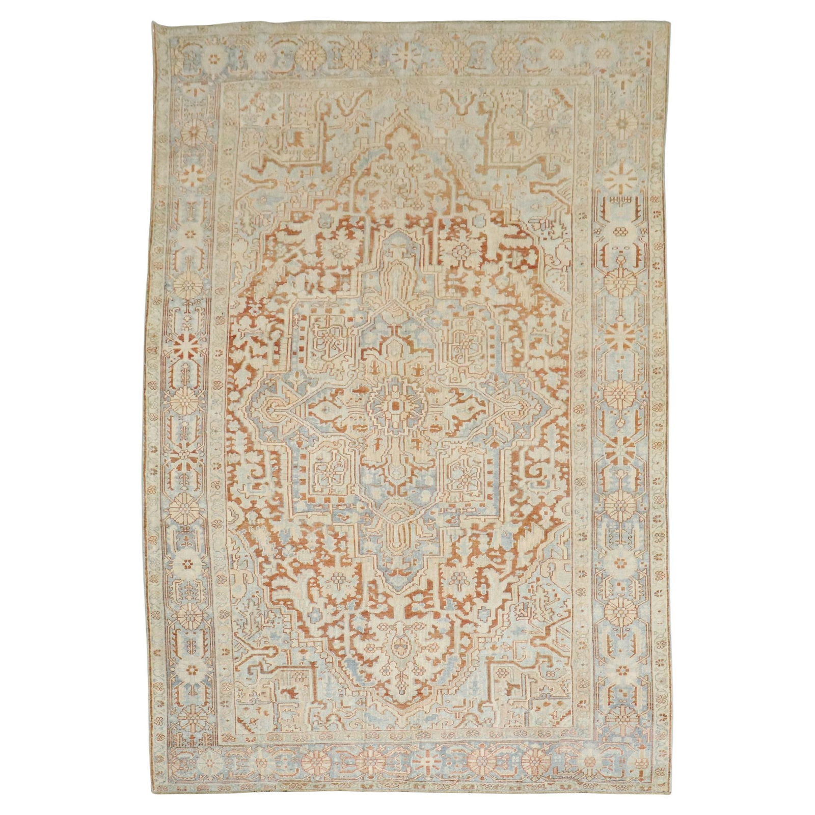 Zabihi Collection Antique Persian Heriz Rug 20th Century Hand-Knotted Wool 95 x 133 in: Zabihi Collection Antique Persian Heriz Rug 20th Century Hand-Knotted Wool 95 x 133 in Experience the elegance of the Zabihi Collection with this Antique Persian Heriz Rug, a stunning centerpiece for