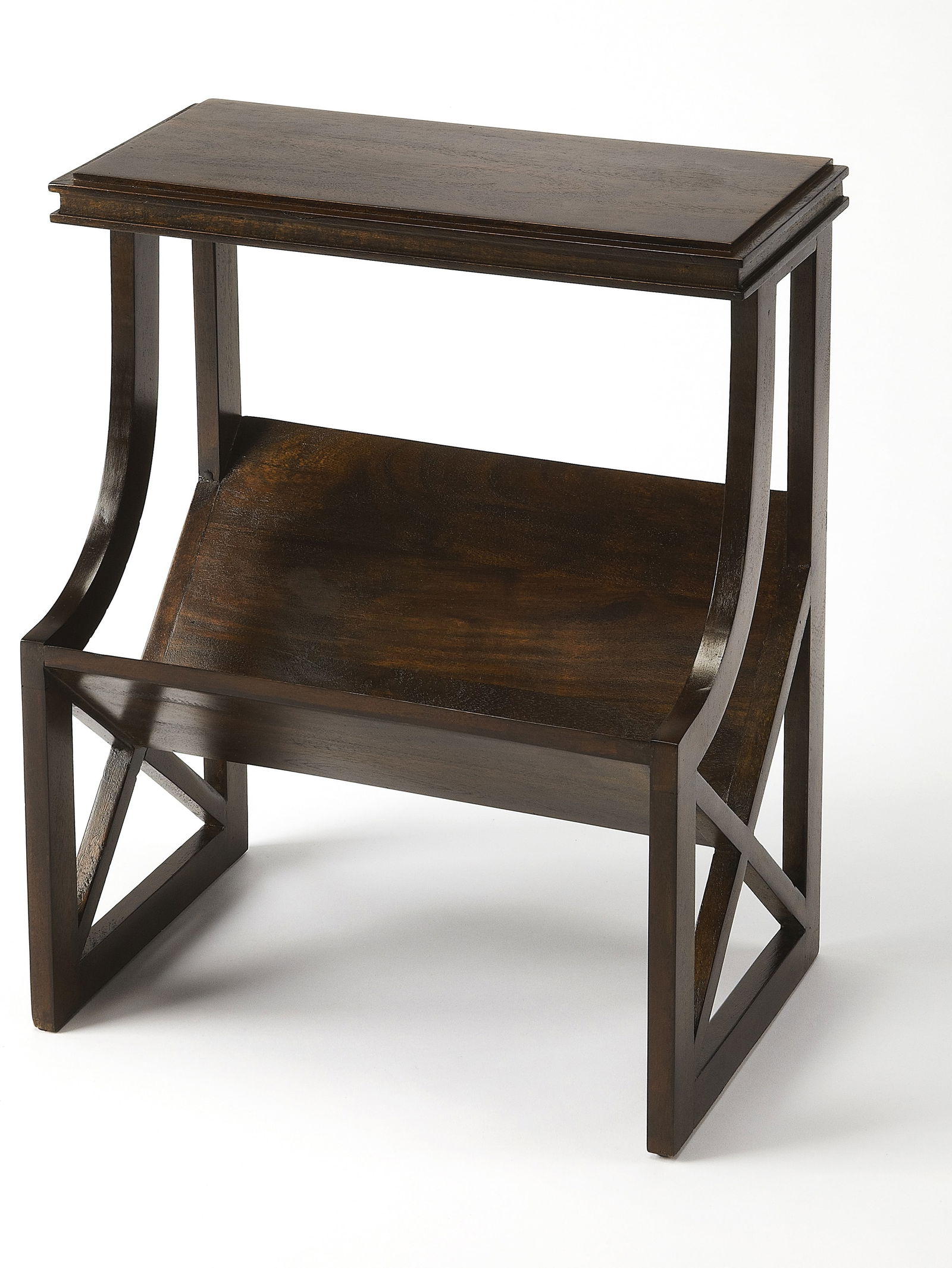 Butler Pascal Mango Wood Accent Table Transitional Style: Butler Pascal Mango Wood Accent Table Transitional Style Enhance your living space with this elegant Multifunctional Mango Wood Accent Table. Crafted from durable mango wood with a sleek dark brown fi