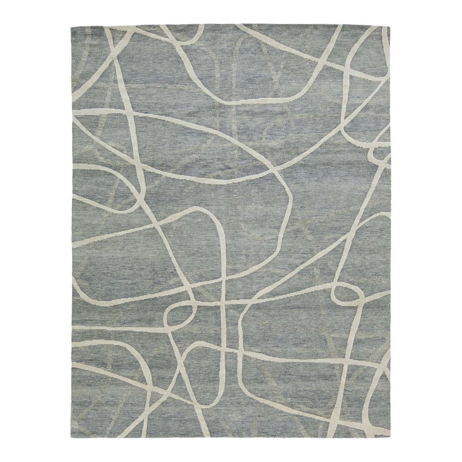 Handmade Abstract Gray Wool Rug 8' x 10' Modern Design: Handmade Abstract Gray Wool Rug 8' x 10' Modern Design Enhance your space with this stunning Handmade Abstract Contemporary Wool Rug in Gray. Meticulously hand-knotted, this rug showcases an eye-catch
