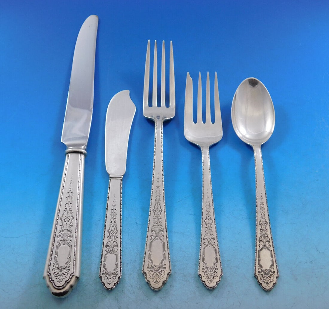 Lunt Mary II Sterling Silver Flatware Set for 12 66 Pieces: Lunt Mary II Sterling Silver Flatware Set for 12 66 Pieces Enhance your dining experience with this exquisite Mary II Sterling Silver Flatware Set by Lunt, designed for service of 12. Comprising 66 me