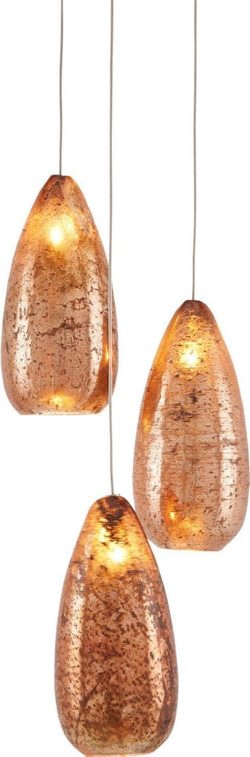 Currey Rame Multi-Drop Pendant Light Mercury Glass 3-Light Dimmable (1 of 4)