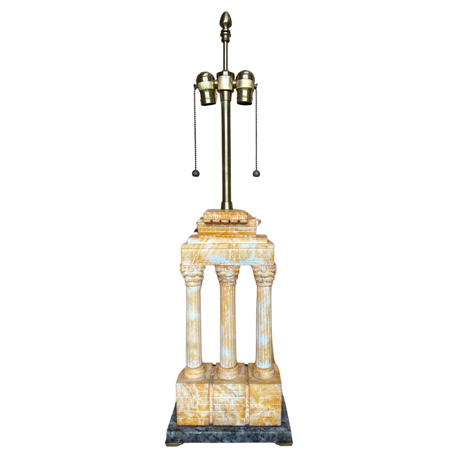 Grand Tour Style Siena Marble Temple Lamp Castor Pollux Italy 1950s: Grand Tour Style Siena Marble Temple Lamp Castor Pollux Italy 1950s Illuminate your space with this stunning Grand Tour Style Sienna Marble Model of the Temple of Castor and Pollux, now transformed in