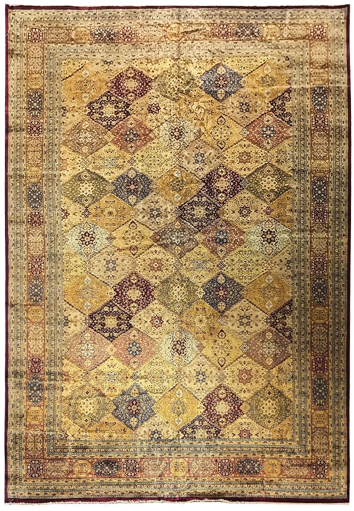 Hand-Knotted 11.6 x 17.6 Vegetable Dye Area Rug India: Hand-Knotted 11.6 x 17.6 Vegetable Dye Area Rug India Free continental US Shipping Discover the artisanal elegance of this exquisite Vegetable Dye Rug from India, measuring 11.6 ft x 17.6 ft (138 in x