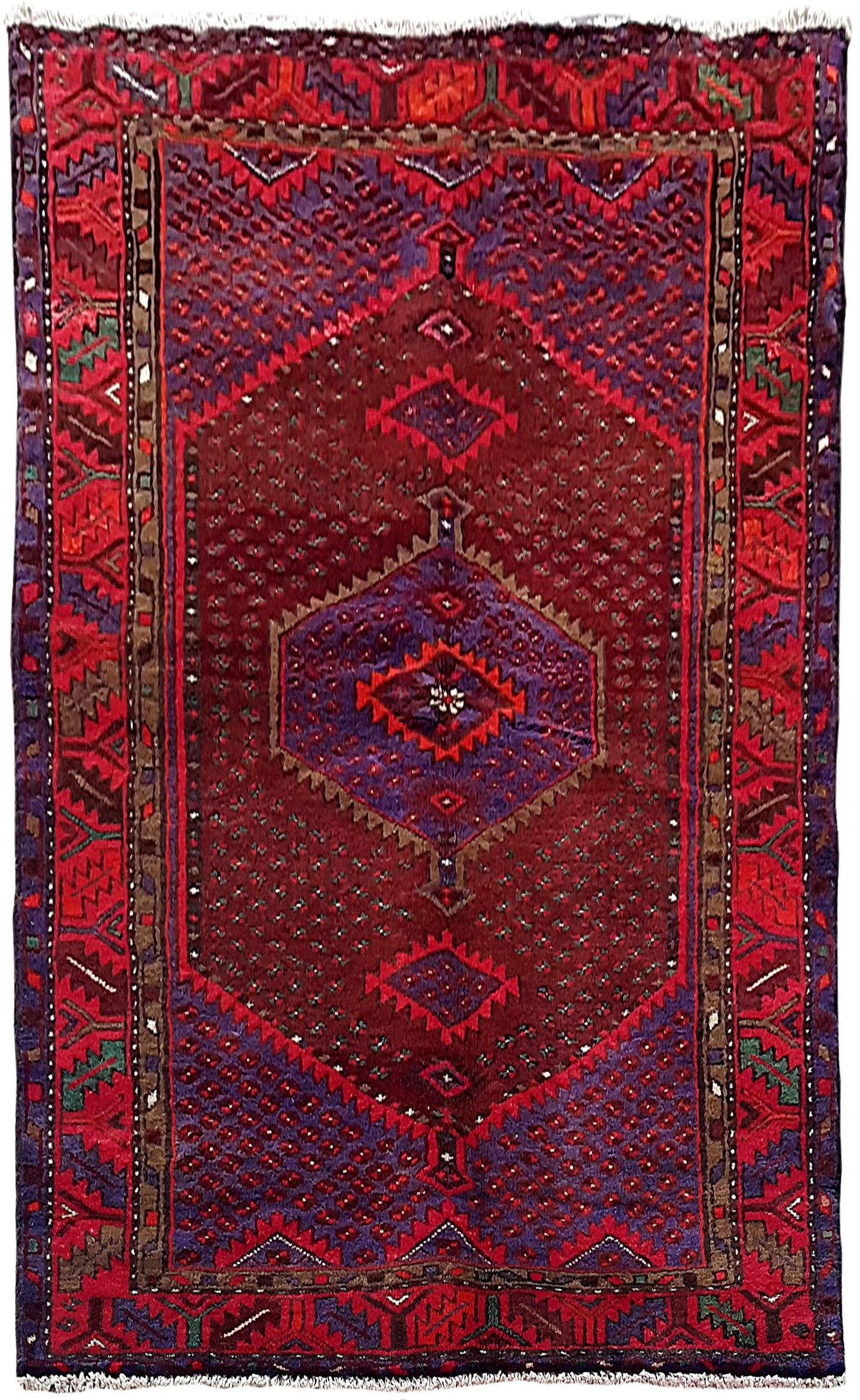 Handcrafted 4'3" x 7' Barney Purple Persian Hamadan Rug: Handcrafted 4'3" x 7' Barney Purple Persian Hamadan Rug Free continental US Shipping Introducing the exquisite 4.3' x 7' Barney Purple Persian Hamadan Rug, a perfect blend of tradition and luxury for