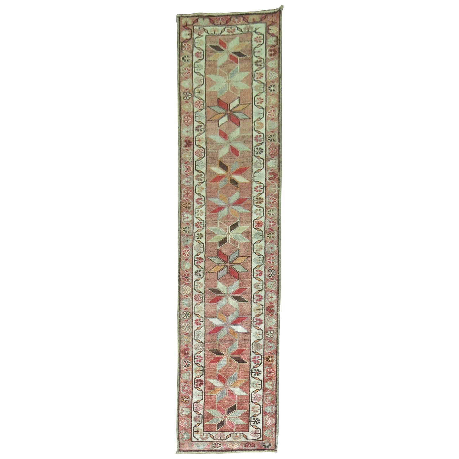 Turkish Anatolian Runner Wool Hand-Woven Star Motif 33 x 141 in: Turkish Anatolian Runner Wool Hand-Woven Star Motif 33 x 141 in Discover the exquisite Zabihi Collection Star Motif Geometric Turkish Anatolian Runner, a stunning piece that blends traditional craftsm