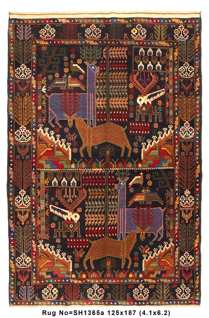 4' x 6' Afghan Village Handmade Wool Rug Animal Design: 4' x 6' Afghan Village Handmade Wool Rug Animal Design Free continental US Shipping Enhance your living space with this exquisite 4' x 6' Afghan Village Handmade Wool Rug, featuring a captivating anim