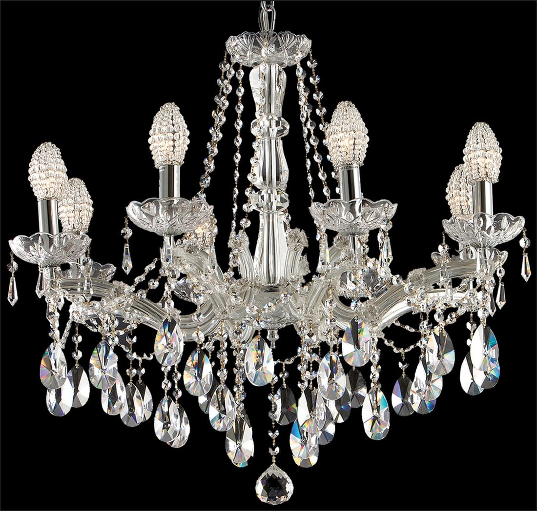Dale Tiffany Strasbourg Crystal Bowl Chandelier Polished Chrome 25.5": Dale Tiffany Strasbourg Crystal Bowl Chandelier Polished Chrome 25.5" Illuminate your space with the stunning Dale Tiffany Crystal Chandelier, featuring a luxurious Rococo design that adds elegance to