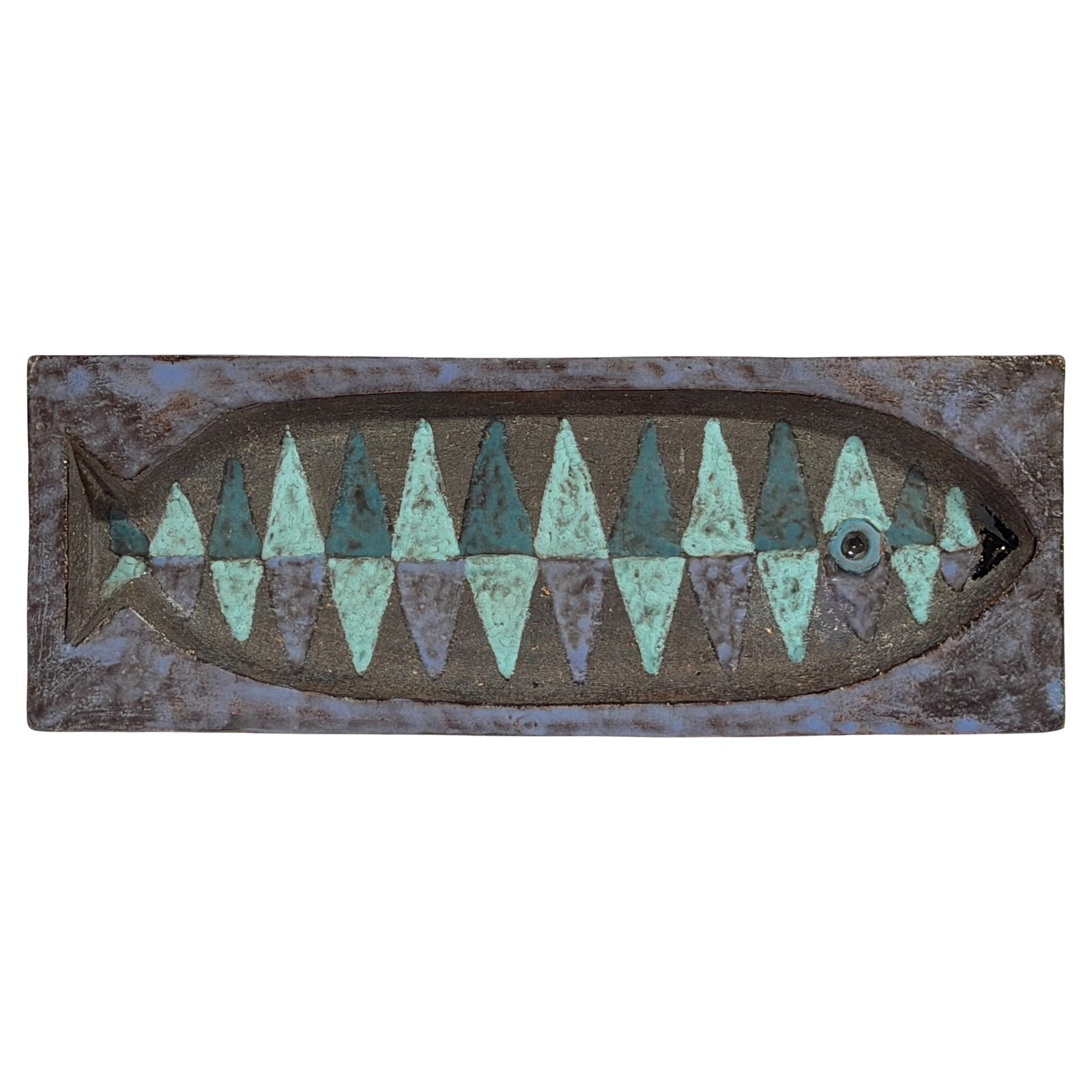 Italian Mid-Century Glazed Ceramic Fish Tray by Bistosi for Raymor circa 1960: Italian Mid-Century Glazed Ceramic Fish Tray by Bistosi for Raymor circa 1960 This Italian Modern glazed ceramic vide-poche, crafted by Ceramiche Bistosi for Raymor circa 1960, features an elongated r