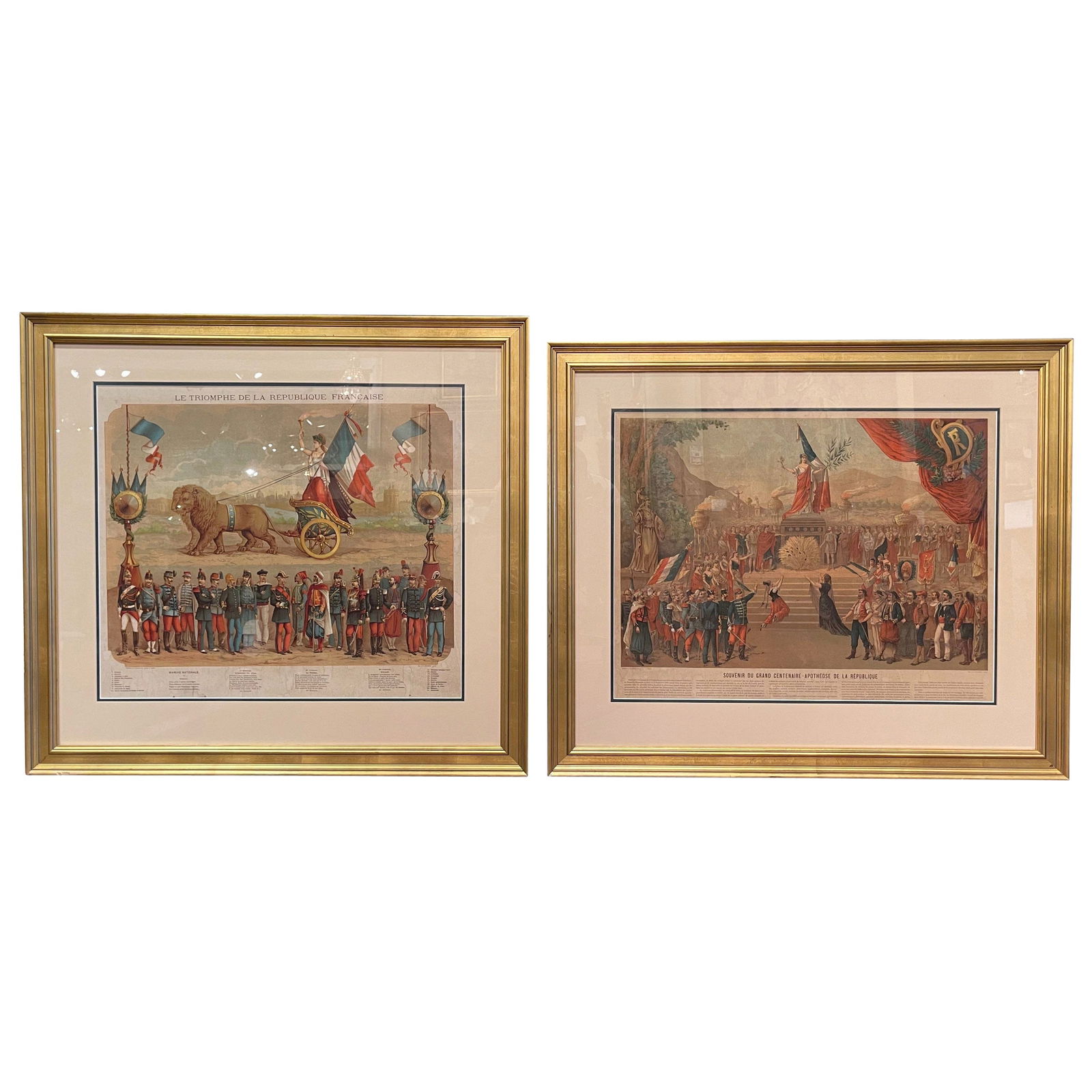 Set of 2 Early 20th Century French Revolution Prints in Giltwood Frames: Set of 2 Early 20th Century French Revolution Prints in Giltwood Frames Enhance your space with this exquisite set of two early 20th-century French Revolution prints, beautifully framed in carved gilt