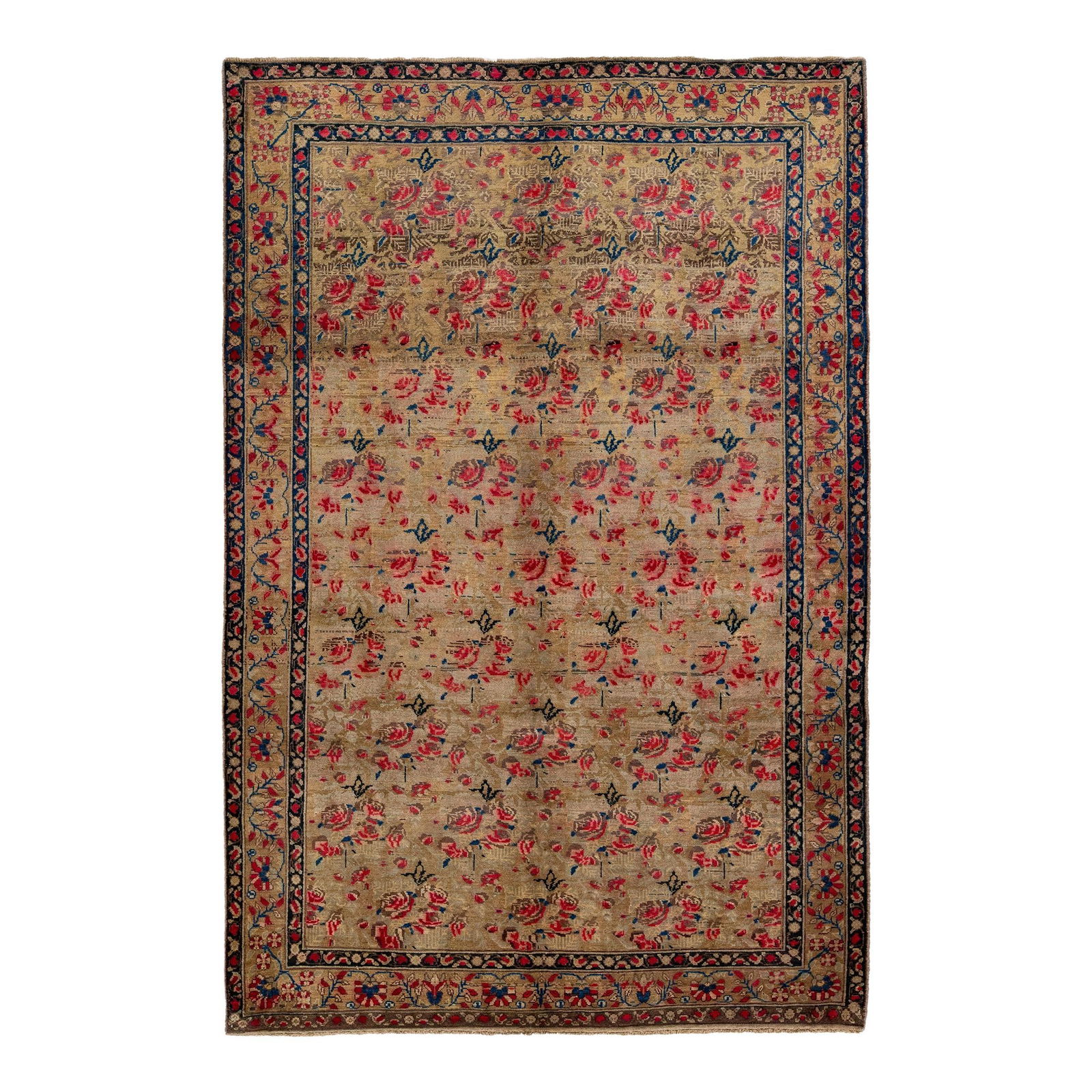 Antique Hamadan Floral Wool Rug 6'5 x 9'6 Handmade Persian: Antique Hamadan Floral Wool Rug 6'5 x 9'6 Handmade Persian Discover the beauty of this antique Hamadan hand-knotted wool rug, featuring a rich brown field adorned with a stunning floral motif highligh