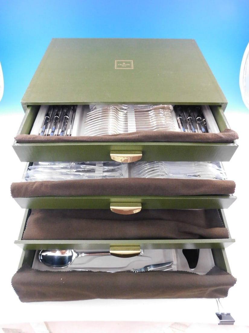 Christofle Vendome Silverplate Flatware Set 121 pcs for 12 Service Unused (1 of 17)