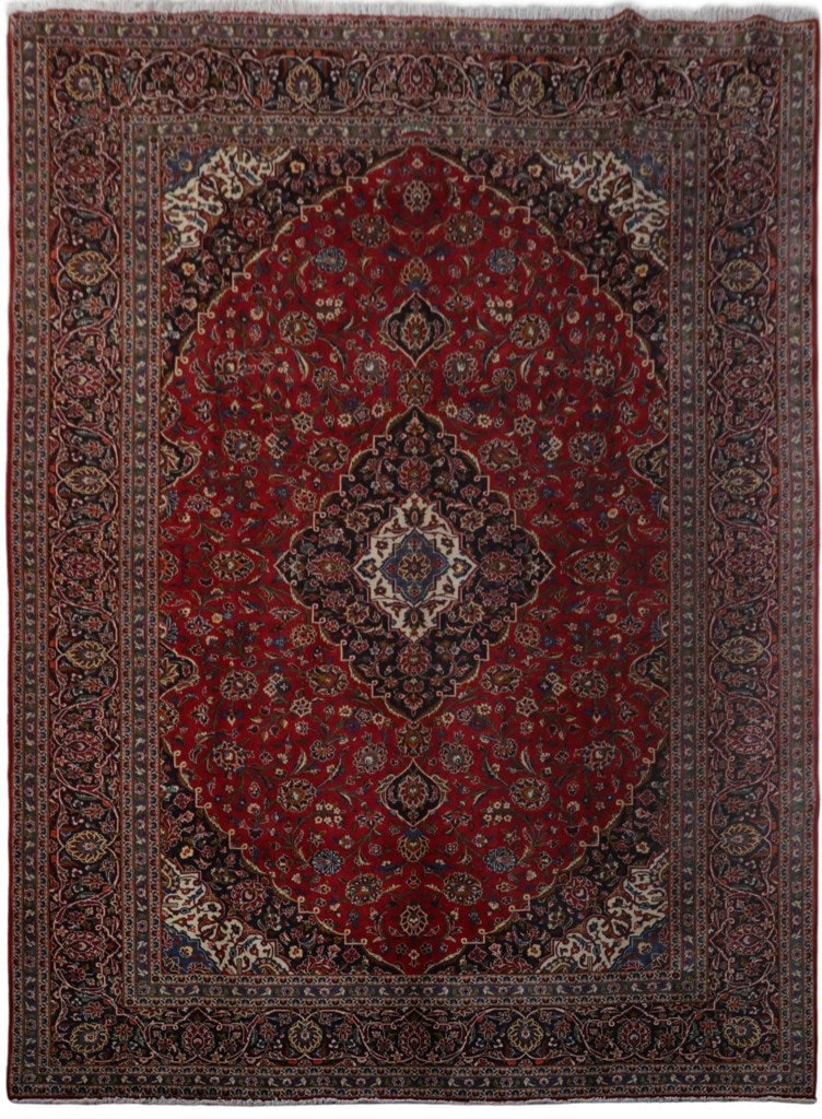 Authentic 9'10 x 13'4 Red Handmade Persian Signed Kashan Rug: Authentic 9'10 x 13'4 Red Handmade Persian Signed Kashan Rug Free continental US Shipping Experience the luxurious artistry of this 9' 10" x 13' 4" Persian Signed Kashan Rug, handcrafted by skilled ar