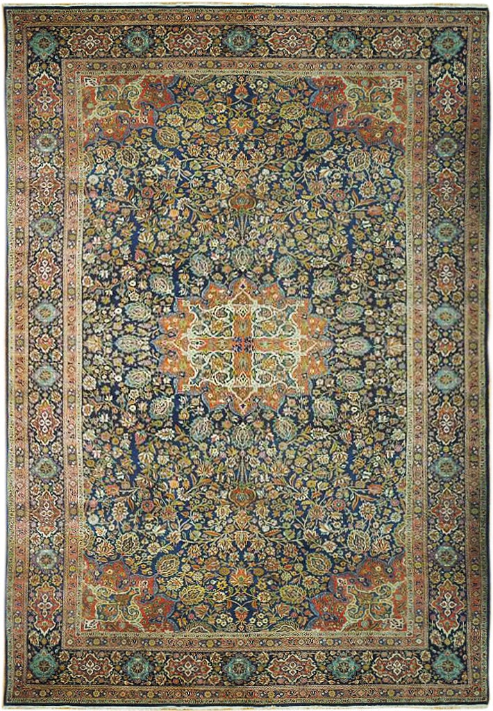 10 x 16 Dark Blue Antique Persian Tabriz Rug Handmade Kork Wool: 10 x 16 Dark Blue Antique Persian Tabriz Rug Handmade Kork Wool Free continental US Shipping Introduce a piece of history and elegance to your home with this exquisite 10' x 16' Antique Persian Tabriz
