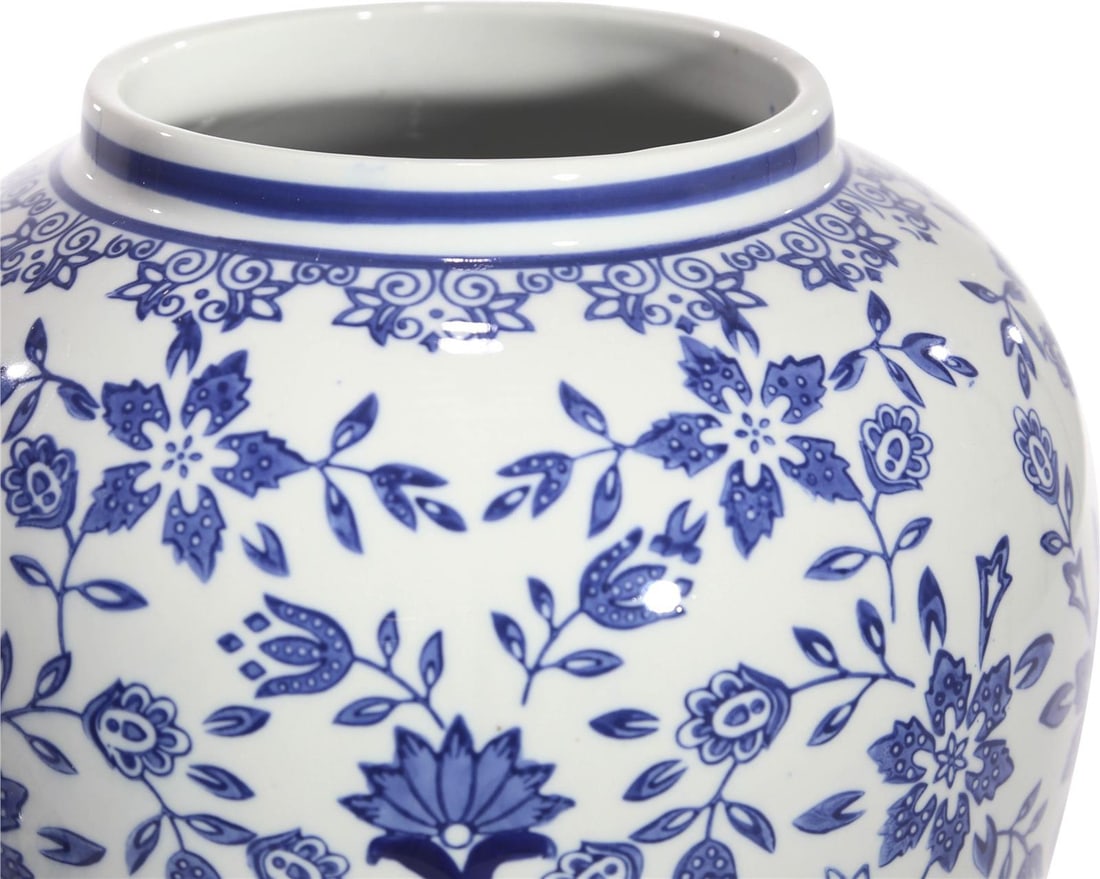 Sagebrook Home Fishtail Ceramic Temple Jar Blue White 18H (1 of 4)