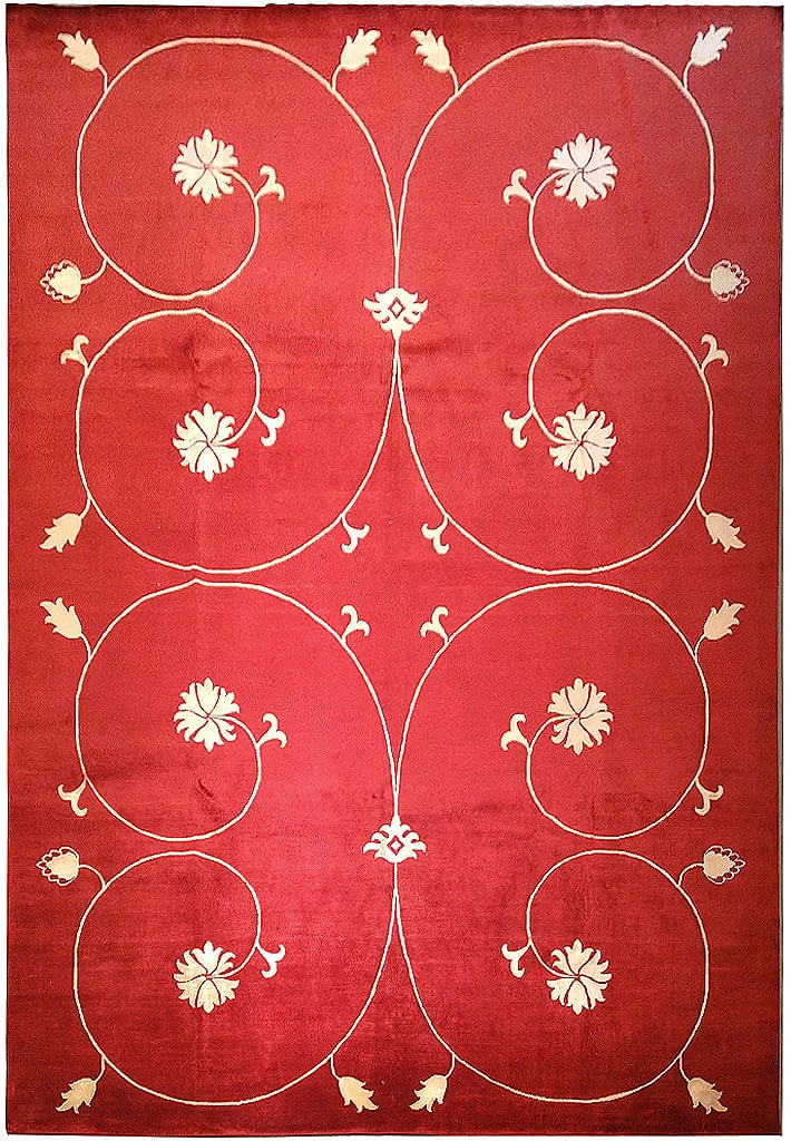 9 x 12 Handmade Wool and Silk Contemporary Area Rug Red: 9 x 12 Handmade Wool and Silk Contemporary Area Rug Red Free continental US Shipping This exquisite 9 x 12 Wool and Silk Contemporary Handmade Rug beautifully combines the natural warmth of wool with