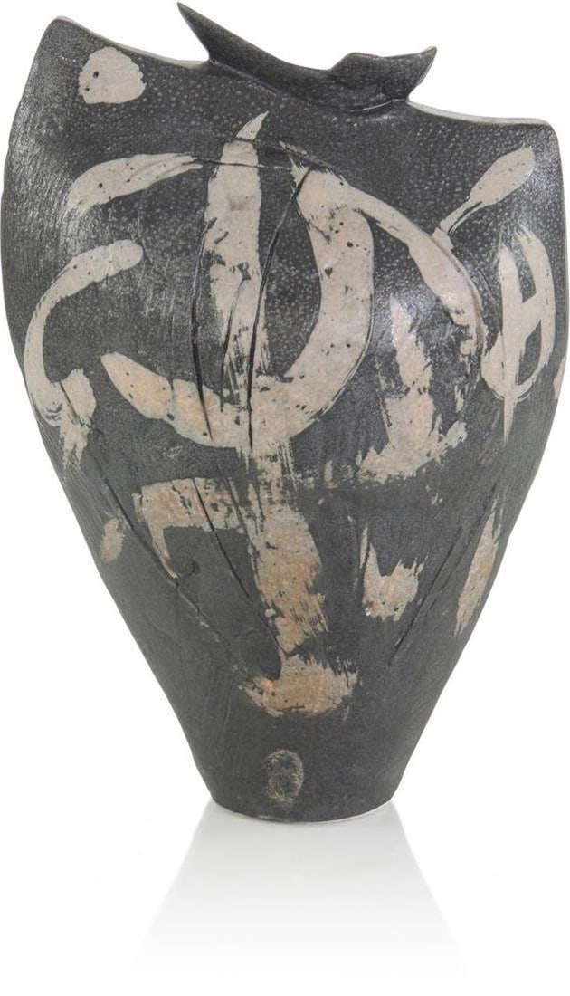 John-Richard Calligraphy Vase 11.5H 7.5W 5.25D New: John-Richard Calligraphy Vase 11.5H 7.5W 5.25D New Enhance your home decor with this exquisite Artistic John-Richard Calligraphy Vase. This elegant vase features a unique calligraphy design that adds