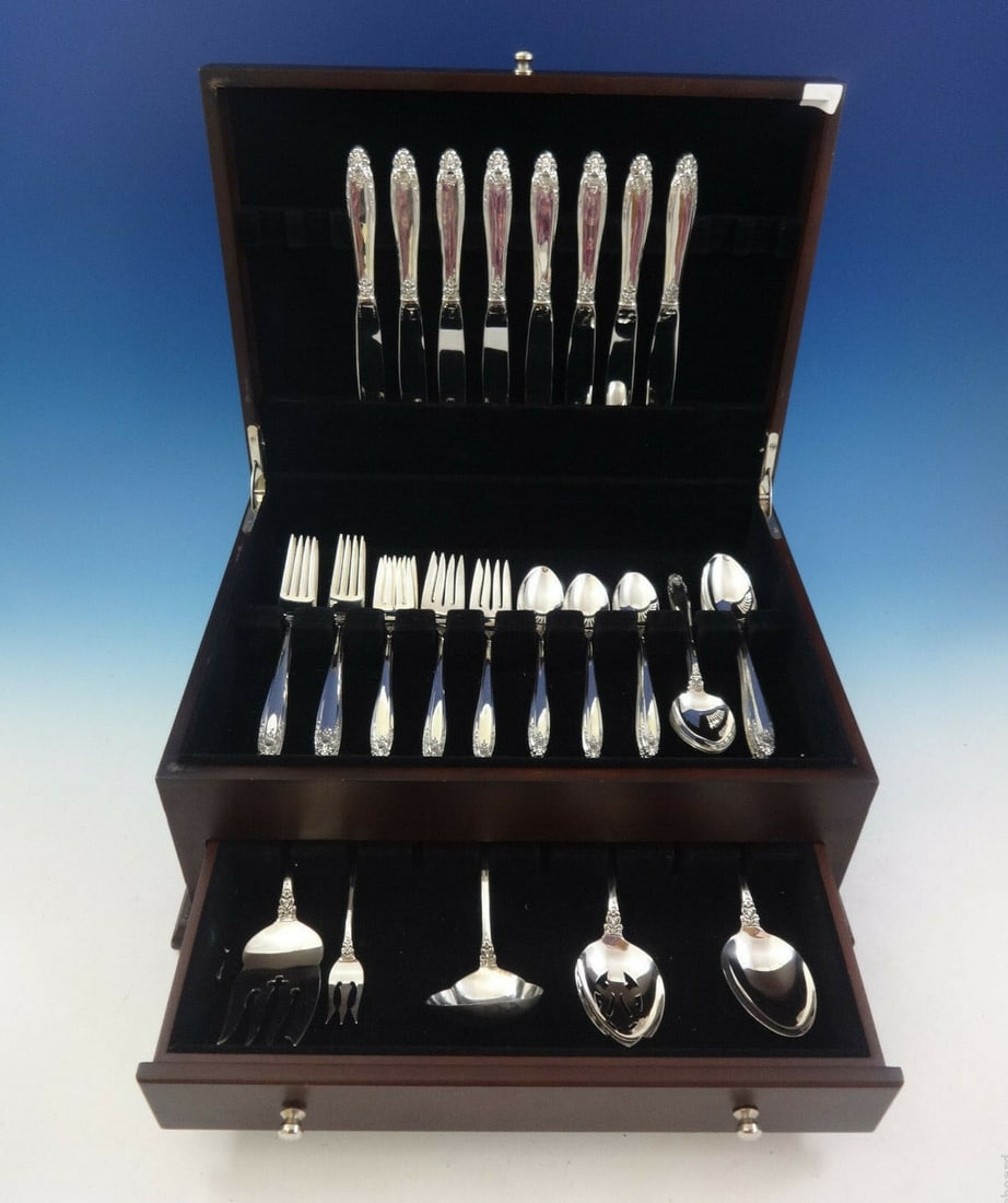 Prelude Sterling Silver Flatware Set for 8 - 45 Pieces by International: Prelude Sterling Silver Flatware Set for 8 - 45 Pieces by International Enhance your dining experience with the Prelude by International Sterling Silver Flatware Set, designed for 8 and comprising 45