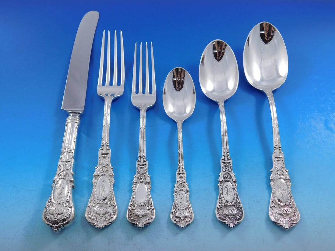 Durgin Empire Sterling Silver Flatware Set for 8 51 Pieces with Storage Chest: Durgin Empire Sterling Silver Flatware Set for 8 51 Pieces with Storage Chest This exquisite Empire flatware set by Durgin is crafted from high-quality sterling silver and is perfect for dining and en
