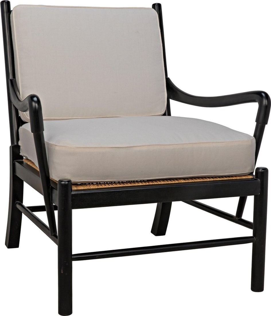 Noir Kevin Chair Hand-Rubbed Black Mahogany and Rattan (1 of 7)